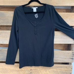 K Jordan Black Button Up Top Size Medium Perfect Condition Pre Owned